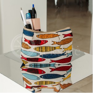 Colourful half-linen cosmetic bag "Fish"